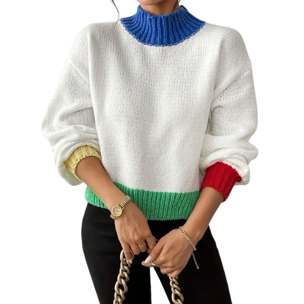 Colorblock High Neck Sweater - Picture 9 of 13
